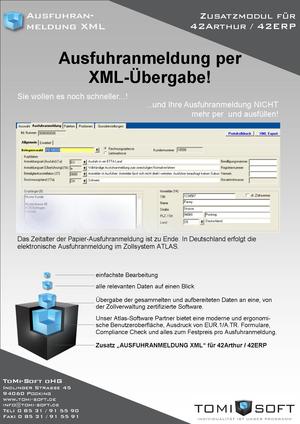 Ausfuhranmeldung Zusatzmodul XML-Export aus 42ERP/42Arthur